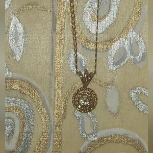 Solid Gold Pendant Necklace With Diamond Accent